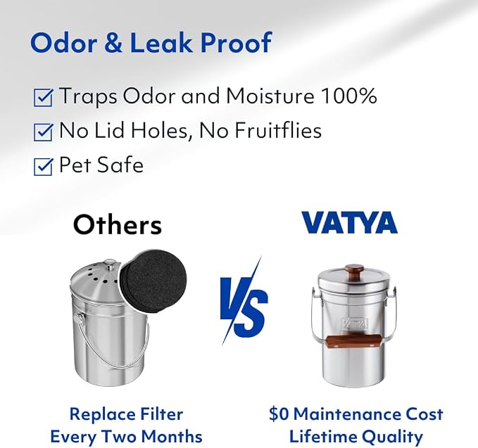 Vatya Stainless Steel Kitchen Compost Bin - Image 3