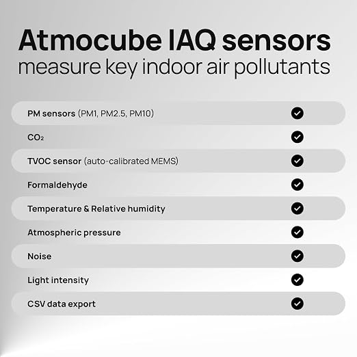 Atmocube Professional 12-in-1 Indoor Air Quality Monitor – CO2, Formaldehyde - Image 7