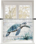 Sheer Curtains 45 Inch Length, Teal Green Sea Turtle Semi Sheer Curtains Light by Unknown