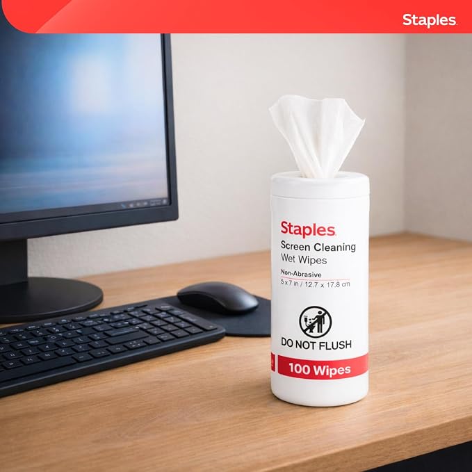 Staples Screen Cleaning Wipes – 100 per Tub, Safe - Image 5