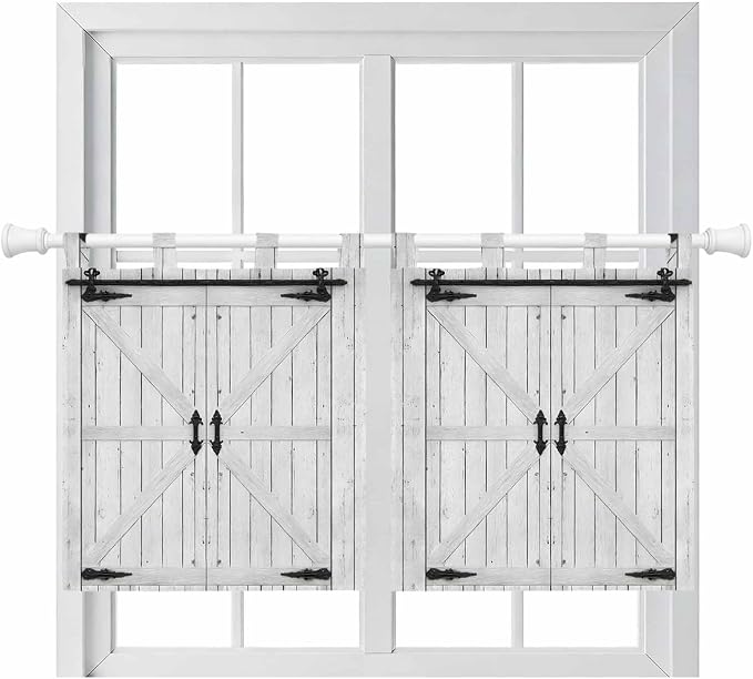 Farmhouse Wood Grain Kitchen Curtains 36 Inch Length, Small Window Curtains Tab by Unknown