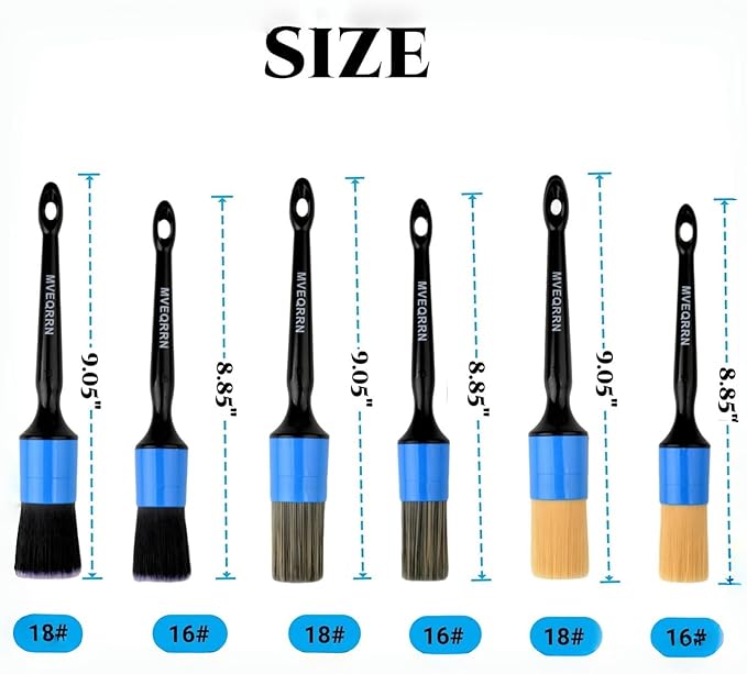 6pcs Car Detailing Brush Set-2pcs Boars Hair Car Detailing Brushes, Leather - Image 2