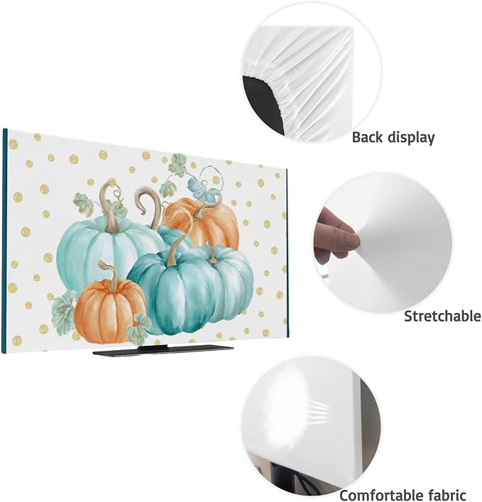 Thanksgiving Pumpkin Fall Botanical Indoor TV Cover, Elastic TV Screen - Image 7