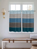 Retro Farm Blue Gray Wood Grain Window Valance Curtains, Rustic Wooden Plank by IDOWMAT