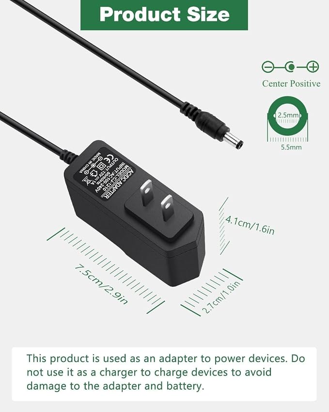 12V 1A Power Supply, AC Adapter 100-240V AC to DC 12V 1A Power Cord Adapter - Image 3
