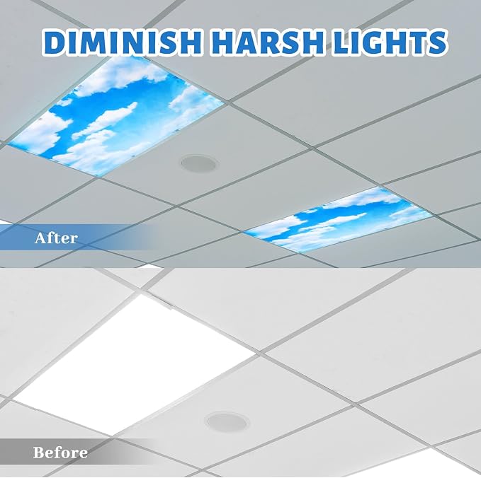 Hortsun Pack of 2 Fluorescent Light Covers 4 x 2 Feet Magnetic Ceiling Light - Image 7