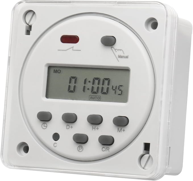 Baomain Time Switch Relay with Waterproof Cover, Digital LCD Programmable Timer by Baomain