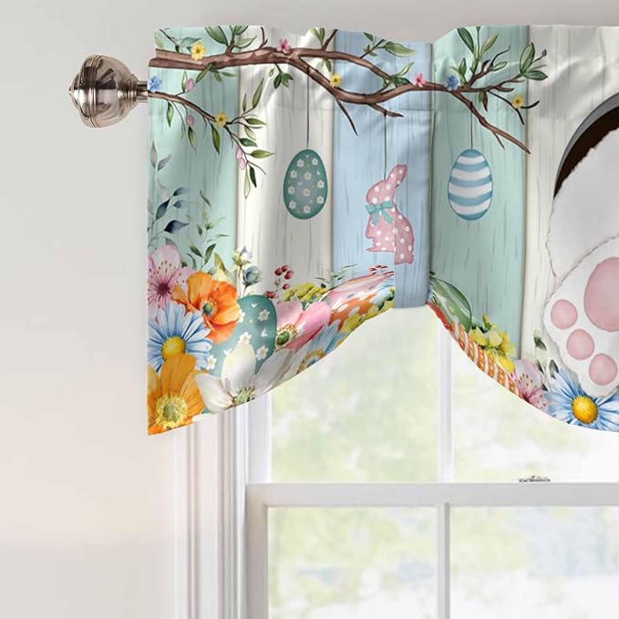 Easter Tie Up Valance Curtains for Windows, Kitchen Curtains Window Shades - Image 4