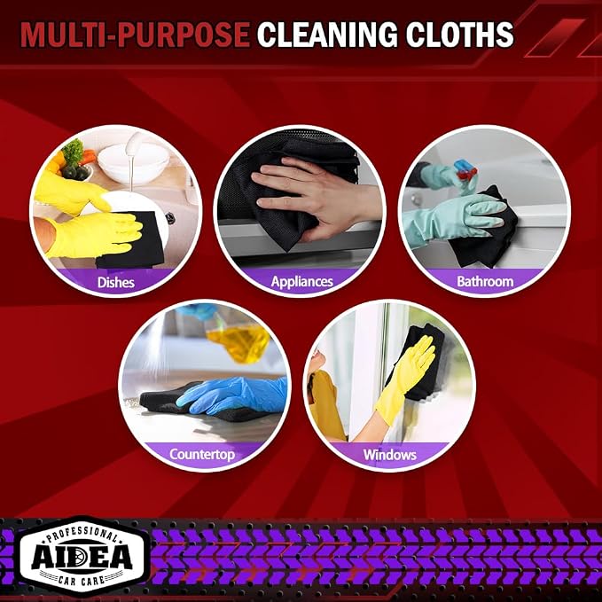 AIDEA Microfiber Cleaning Cloth Black, Microfiber Towels - Image 7