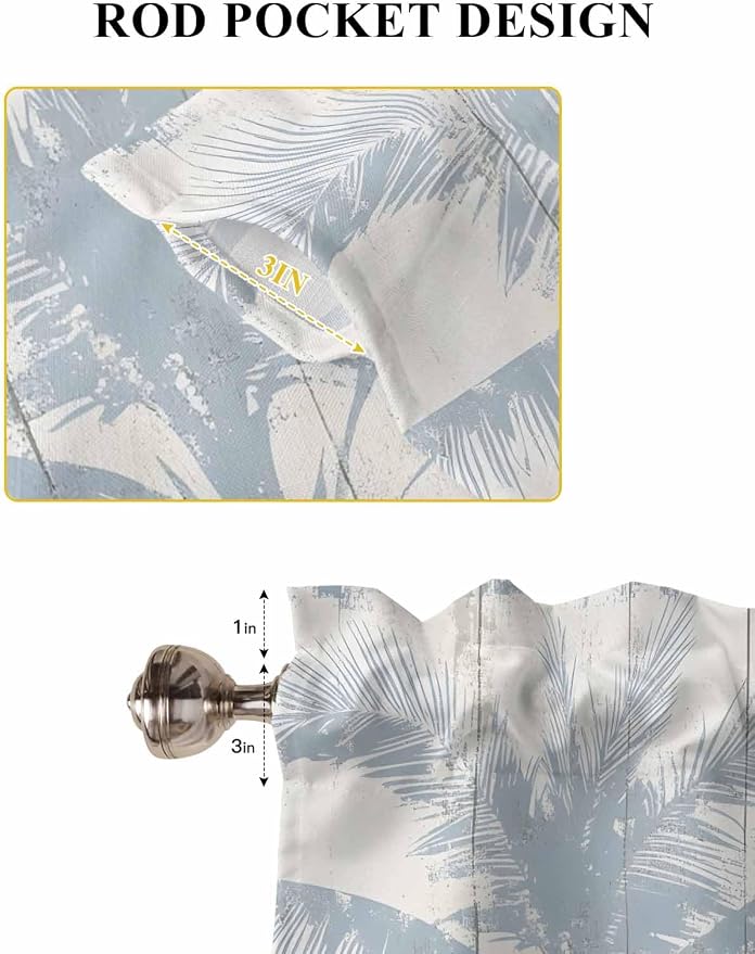 Summer Coconut Tree on Vintage Wood Grain Window Valance Curtains, Seaside - Image 6
