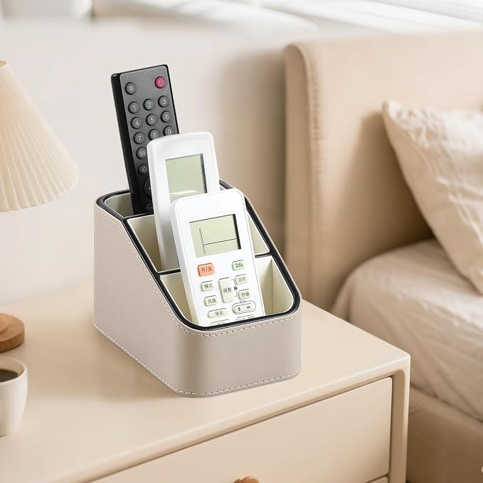 PU Leather Remote Control Holder, Small Desk Organizer Office Supply Bedside - Image 5