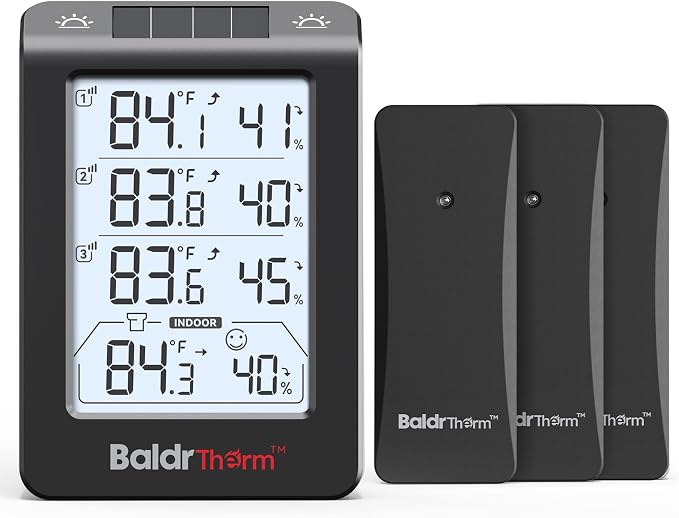BaldrTherm Indoor Outdoor Thermometer Wireless, Temperature Humidity Monitor by BaldrTherm