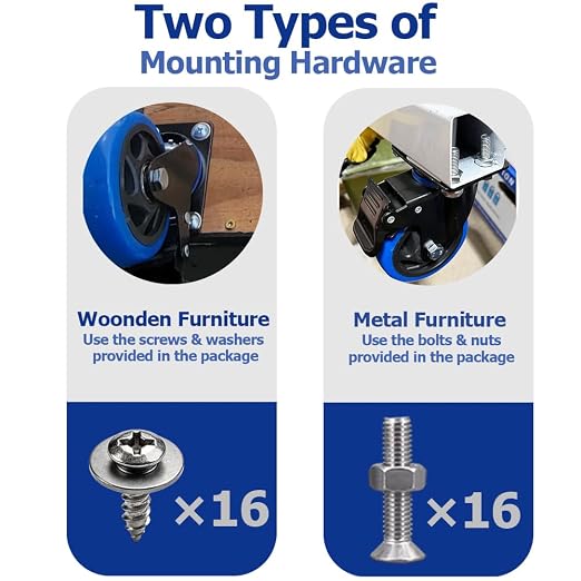 4" Caster Wheels Set of 4, Heavy Duty Casters - Image 6