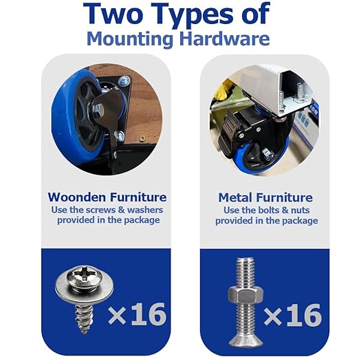 4" Caster Wheels Set of 4, Heavy Duty Casters - Image 6