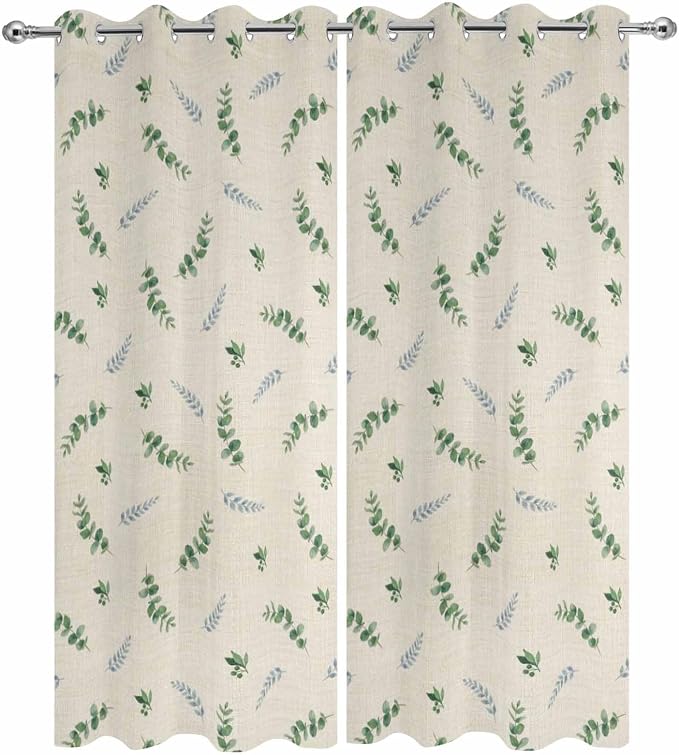Leaf Outdoor Curtains for Patio Summer Jugal Leaves Pastoral Plant Linen - Image 9