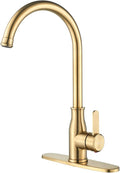 Brushed Gold Kitchen Faucet ，Modern High Arc Bar Sink Faucet ，Commercial by KOHONBY