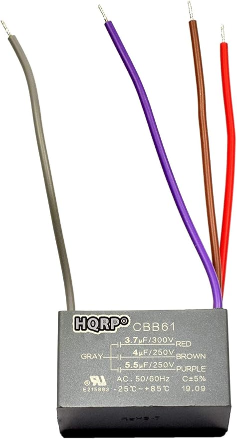 HQRP Capacitor fits Hampton Bay Ceiling Fan CBB61 3.7uf+4uf+5.5uf 4-Wire UL - Image 2