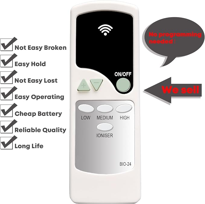 Replacement Remote Control for Bionaire Tower Air Purifier BAP1500-U BAP1500 - Image 2