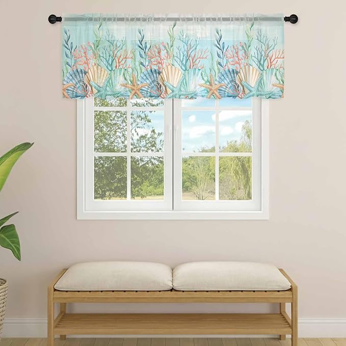 Summer Beach Sheer Valance Curtains - Image 4