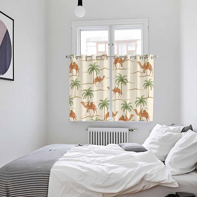 2 Panel Kitchen Cafe Curtains, Date Coconut Tree Sunlight Filtering Nature Air - Image 4