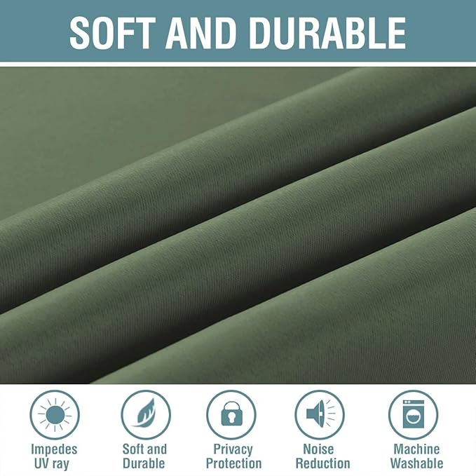 H.VERSAILTEX Blackout Curtain for Living Room Thermal Insulated Window Treatment Curtain Extra Long 84 inch Length Energy Saving Solid Grommet Top Blackout Drape, One Panel, Bronze Green, 52"W x 84"L