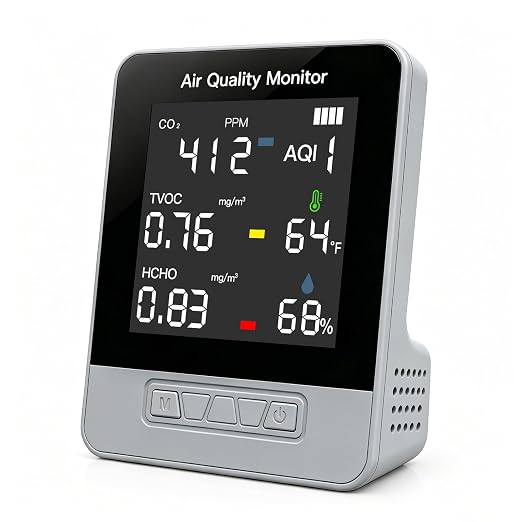 6-in-1 Air Quality Monitor, Smart Indoor CO2 Detector & HCHO TVOC AQI Tester by morhandisn