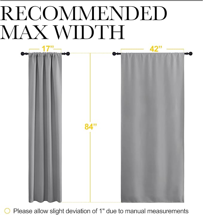 NICETOWN Blackout Curtains 84 for Office - 3 Pass Microfiber Noise Reducing Thermal Insulated Solid Rod Pocket Blackout Window Panels/Drapes (2 Panels, 42 x 84 Inch, Silver Grey)