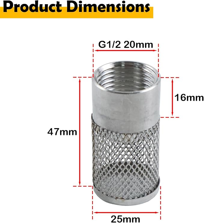 25mm Dia Hose Inlet Suction Strainer Filter, Stainless Steel Water Pump Filter - Image 6