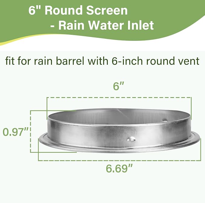 6-inch Round Rain Barrel Screen, Double Aluminum Mesh Vent Cover | Screen - Image 2