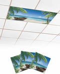 Summer 3 Pcs Fluorescent Light Covers, Ocean Beach Palm Tree Nautical Vessel by Gsypo