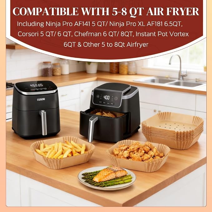 BYKITCHEN 300PCS Perforated Air Fryer Disposable Paper Liners - Image 5