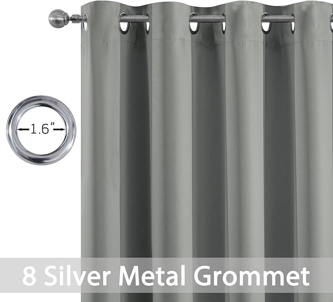 Yakamok Dove Grey Room Darking 108 Inch Length 2 Panel Sets for Livingroom Dining Room Darkening Thermal Insulated Bay Window Hotel Modern Elegant Black Out Sunblock Curtins/Bedroom,52 x 108 Inches