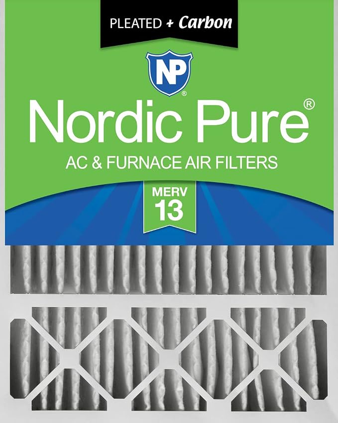 Nordic Pure 20x25x5 Pleated MERV 13 Plus Carbon Air Filter 1 Pack | Actual by NordicPure