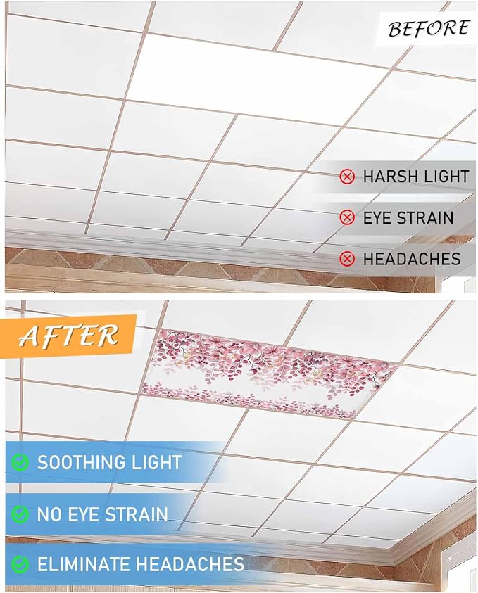2 Pack Fluorescent Light Cover for Classroom Ceiling Light, Berry Branch Plant - Image 6