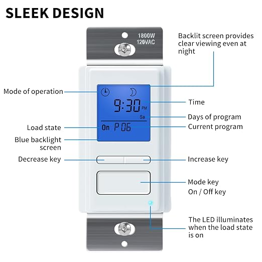 Ortis 7-Day Programmable in-Wall Timer Switch, Auto On/Off at Sunrise/Sunset - Image 5