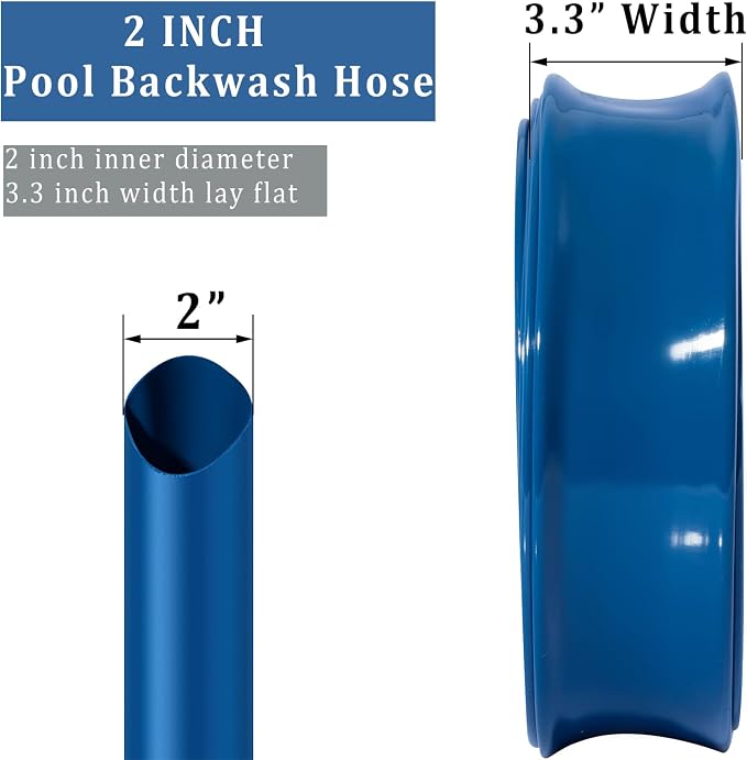 Pool Backwash Hose 2 inch × 25 ft Thicken Blue Water Discharge Pipe Lay Flat - Image 2