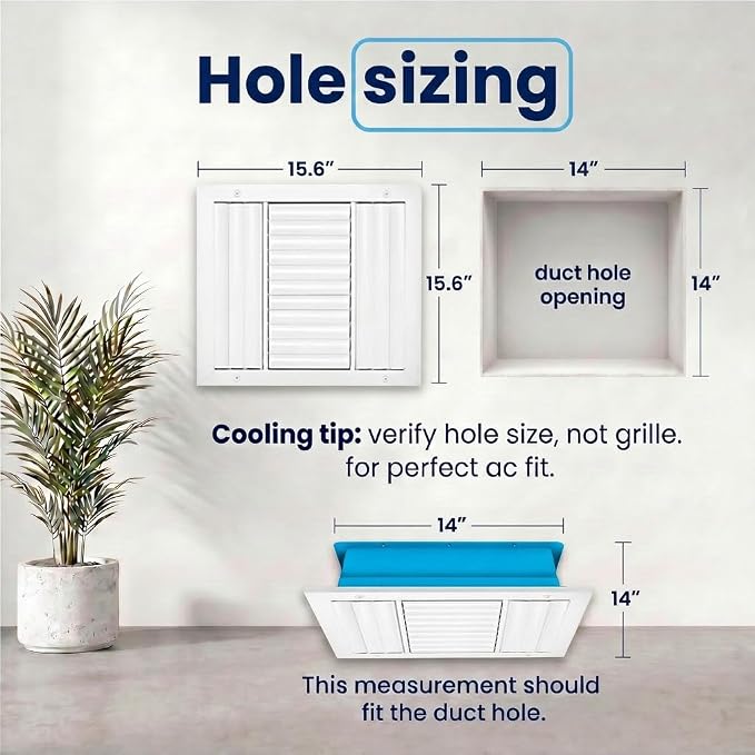 14x14 Aluminum 3-Way Air Vent Cover Wall or Ceiling HVAC Register Multi-Shutter - Image 3