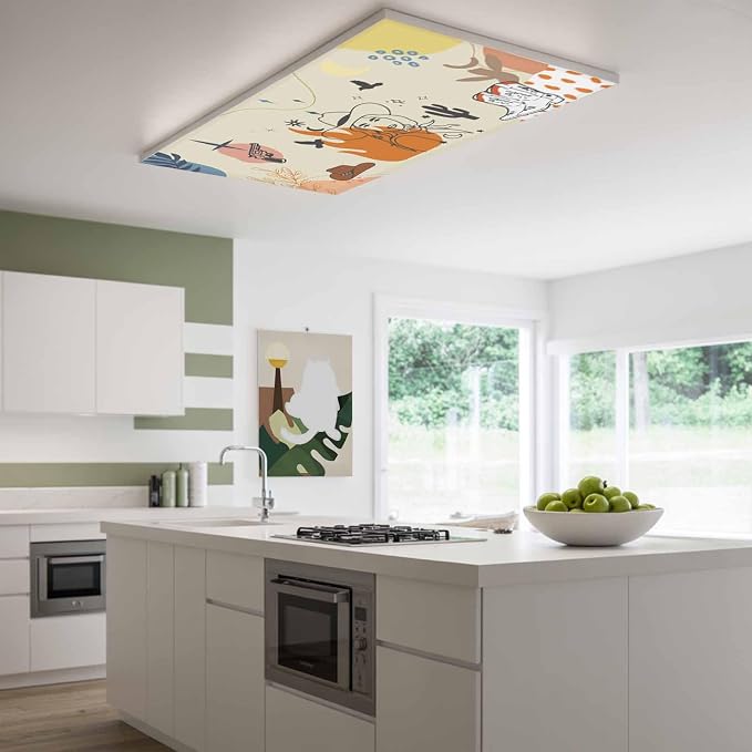 Fluorescent Light Covers for Ceiling Lights Boho Abstract Geometric Magnetic - Image 2