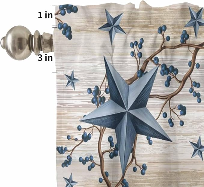 Kitchen Curtains Tiers and Valance Set of 3, Vintage Country Light Filtering - Image 5