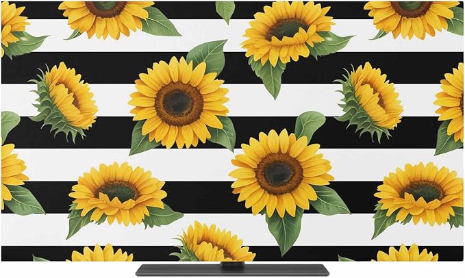 Retro Country Sunflower Art Indoor TV Cover, Elastic TV Screen Protector Black by Unknown