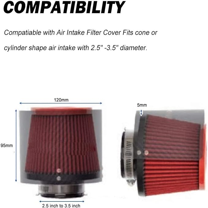 RULLINE Universal Air Intake Filter Cover Heat Shield Stainless Steel Carbon - Image 6