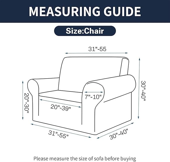 Cupuamon 2026 New Stretch Chair Sofa Slipcovers Couch Cover for 1 Seater Furniture Protector Sofa Covers with Elastic Bottom Jacquard Fabric Small Checks for Pets, Kids - Classic Blue
