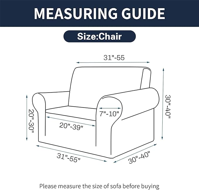 Cupuamon 2026 New Stretch Chair Sofa Slipcovers Couch Cover for 1 Seater Furniture Protector Sofa Covers with Elastic Bottom Jacquard Fabric Small Checks for Pets, Kids - Black