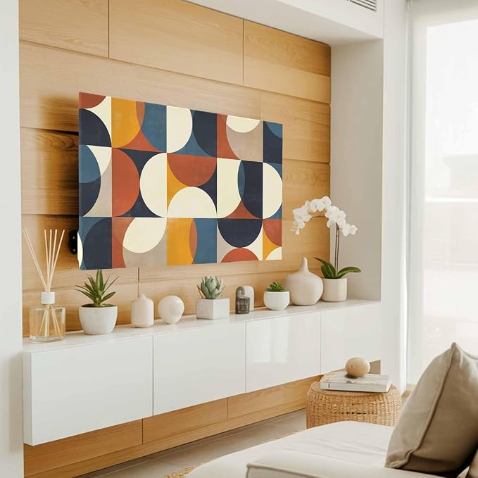 Mid Century Color Block Circle Abstract Geometric Indoor TV Cover, Elastic TV - Image 3