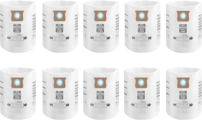 10 Pack Shop Vac 10-14 Gallon Vaccum Bags, ALYYDBG Type F 90662 9066200 9066233 by ALYYDBG