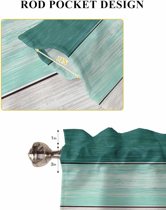 Retro Farm Woodcuts Texture Window Valance Curtains, 2 Panel - Image 6