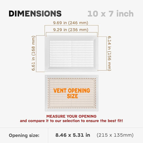 10" x 7" Inch White Vent Cover - Image 2