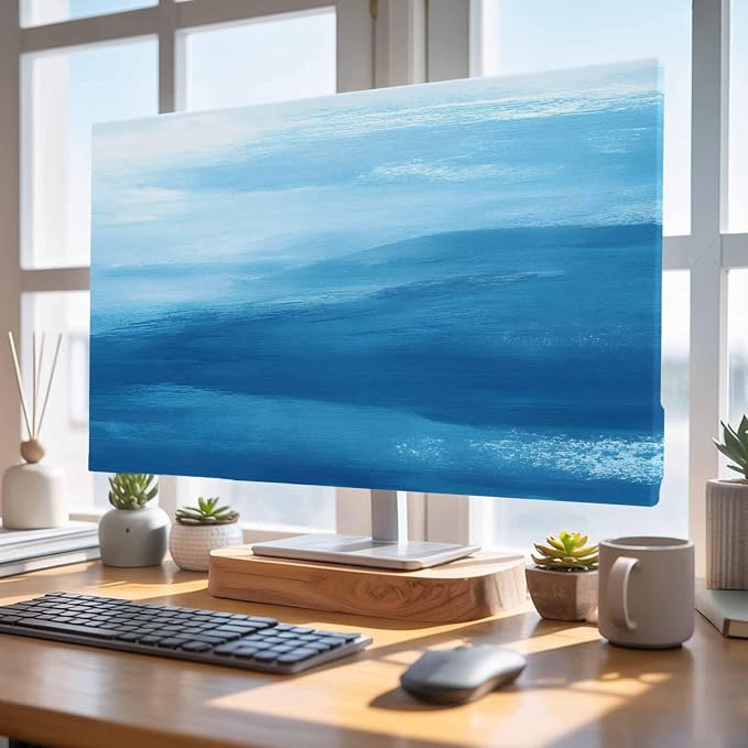 Abstract Blue Gradient Style Indoor TV Cover, Elastic TV Screen Protector - Image 4