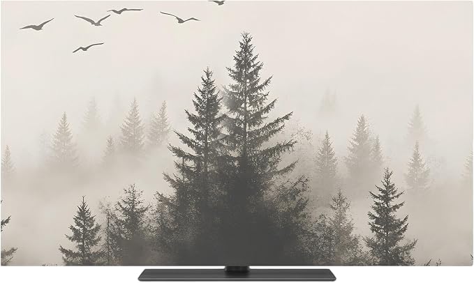 Watercolor Retro Forest Mountains Indoor TV Cover, Elastic TV Screen Protector by Unknown