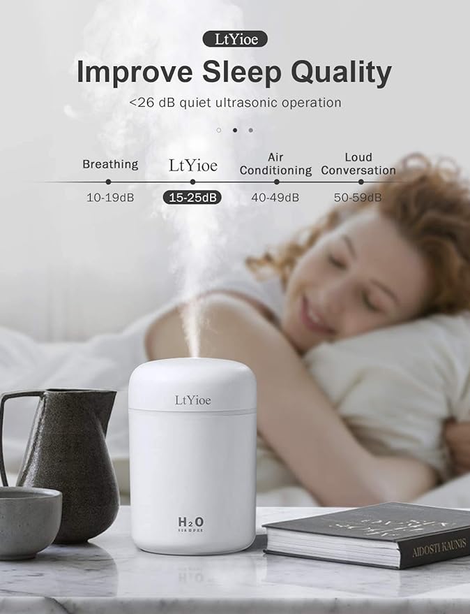 LtYioe Colorful Cool Mini Humidifier, USB Personal Desktop Humidifier - Image 5